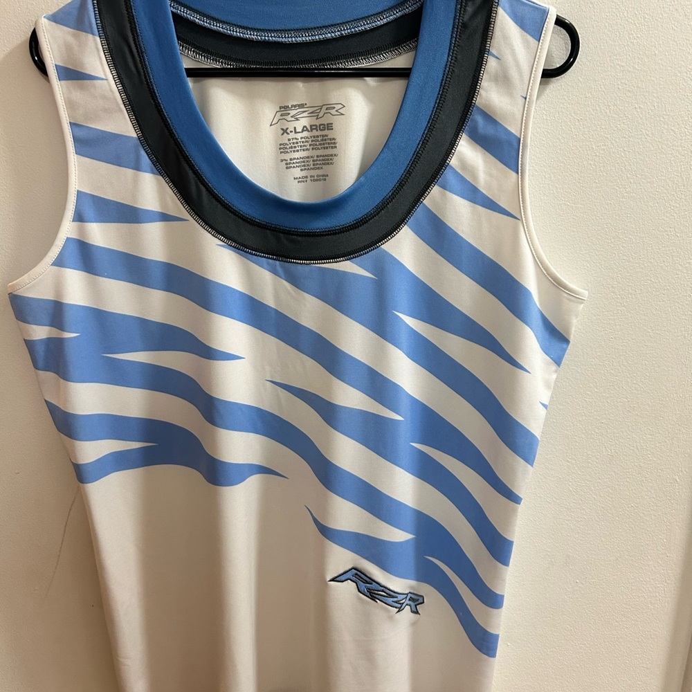 Polaris RZR Mens‎ X Large Sleeveless Athletic Tank Top White Blue